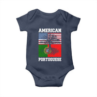 American Grown Portuguese Roots Baby Onesie Distressed Tree Portugal USA Flag - Wonder Print Shop