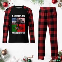 American Grown Portuguese Roots Plaid Pajama Set Distressed Tree Portugal USA Flag - Wonder Print Shop