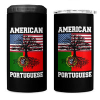 American Grown Portuguese Roots 4 in 1 Can Cooler Tumbler Distressed Tree Portugal USA Flag - Wonder Print Shop