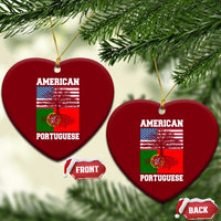 American Grown Portuguese Roots Ceramic Ornament Distressed Tree Portugal USA Flag - Wonder Print Shop