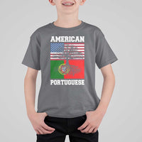 American Grown Portuguese Roots T Shirt For Kid Distressed Tree Portugal USA Flag - Wonder Print Shop