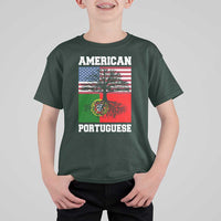 American Grown Portuguese Roots T Shirt For Kid Distressed Tree Portugal USA Flag - Wonder Print Shop