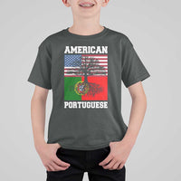 American Grown Portuguese Roots T Shirt For Kid Distressed Tree Portugal USA Flag - Wonder Print Shop
