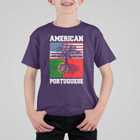 American Grown Portuguese Roots T Shirt For Kid Distressed Tree Portugal USA Flag - Wonder Print Shop