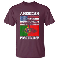 American Grown Portuguese Roots T Shirt Distressed Tree Portugal USA Flag - Wonder Print Shop