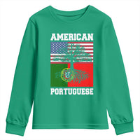 American Grown Portuguese Roots Youth Sweatshirt Distressed Tree Portugal USA Flag - Wonder Print Shop