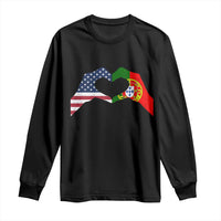 Portuguese American Flag Long Sleeve Shirt Vintage Portugal USA Flag Heart - Wonder Print Shop