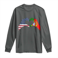 Portuguese American Flag Long Sleeve Shirt Vintage Portugal USA Flag Heart - Wonder Print Shop