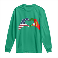 Portuguese American Flag Long Sleeve Shirt Vintage Portugal USA Flag Heart - Wonder Print Shop