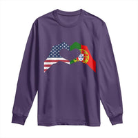 Portuguese American Flag Long Sleeve Shirt Vintage Portugal USA Flag Heart - Wonder Print Shop