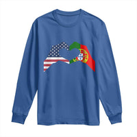 Portuguese American Flag Long Sleeve Shirt Vintage Portugal USA Flag Heart - Wonder Print Shop