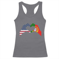 Portuguese American Flag Racerback Tank Top Vintage Portugal USA Flag Heart - Wonder Print Shop