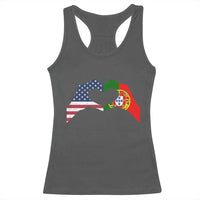 Portuguese American Flag Racerback Tank Top Vintage Portugal USA Flag Heart - Wonder Print Shop