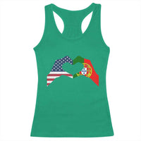 Portuguese American Flag Racerback Tank Top Vintage Portugal USA Flag Heart - Wonder Print Shop