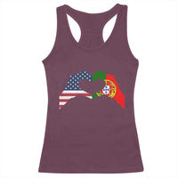 Portuguese American Flag Racerback Tank Top Vintage Portugal USA Flag Heart - Wonder Print Shop
