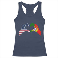 Portuguese American Flag Racerback Tank Top Vintage Portugal USA Flag Heart - Wonder Print Shop