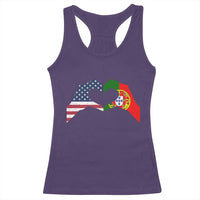 Portuguese American Flag Racerback Tank Top Vintage Portugal USA Flag Heart - Wonder Print Shop