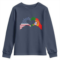 Portuguese American Flag Youth Sweatshirt Vintage Portugal USA Flag Heart - Wonder Print Shop