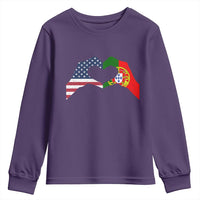 Portuguese American Flag Youth Sweatshirt Vintage Portugal USA Flag Heart - Wonder Print Shop