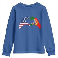 Portuguese American Flag Youth Sweatshirt Vintage Portugal USA Flag Heart - Wonder Print Shop
