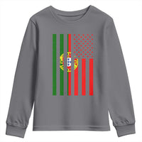 Portuguese Flag Youth Sweatshirt Vintage USA Flag Portugal Pride Gifts - Wonder Print Shop