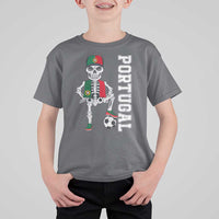 Portugal Soccer T Shirt For Kid Skeleton Portuguese Flag Futebol Football Player - Wonder Print Shop