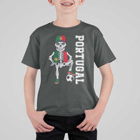 Portugal Soccer T Shirt For Kid Skeleton Portuguese Flag Futebol Football Player - Wonder Print Shop