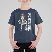Portugal Soccer T Shirt For Kid Skeleton Portuguese Flag Futebol Football Player - Wonder Print Shop