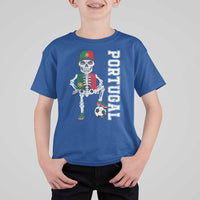 Portugal Soccer T Shirt For Kid Skeleton Portuguese Flag Futebol Football Player - Wonder Print Shop