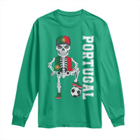 Portugal Soccer Long Sleeve Shirt Skeleton Portuguese Flag Futebol Football Player - Wonder Print Shop