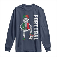 Portugal Soccer Long Sleeve Shirt Skeleton Portuguese Flag Futebol Football Player - Wonder Print Shop