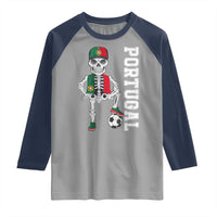 Portugal Soccer Raglan Shirt Skeleton Portuguese Flag Futebol Football Player - Wonder Print Shop