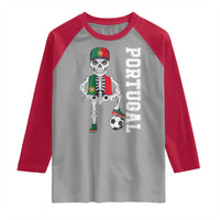 Portugal Soccer Raglan Shirt Skeleton Portuguese Flag Futebol Football Player - Wonder Print Shop