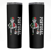 Portugal Soccer Skinny Tumbler Skeleton Portuguese Flag Futebol Football Player - Wonder Print Shop