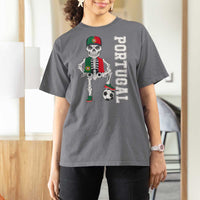 Portugal Soccer T Shirt For Women Skeleton Portuguese Flag Futebol Football Player - Wonder Print Shop
