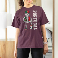 Portugal Soccer T Shirt For Women Skeleton Portuguese Flag Futebol Football Player - Wonder Print Shop