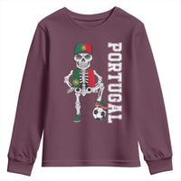 Portugal Soccer Youth Sweatshirt Skeleton Portuguese Flag Futebol Football Player - Wonder Print Shop