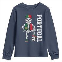 Portugal Soccer Youth Sweatshirt Skeleton Portuguese Flag Futebol Football Player - Wonder Print Shop