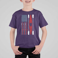 American Flag Kayak Fishing Graphic T Shirt For Kid Patriotic Kayaker Fisherman