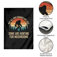 Bigfoot Mushroom Lovers Garden Flag Retro Sasquatch Fungi Morel Mushroom