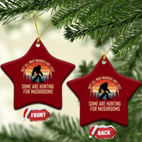 Bigfoot Mushroom Lovers Ceramic Ornament Retro Sasquatch Fungi Morel Mushroom
