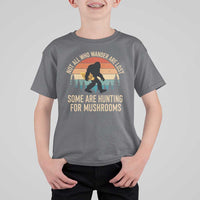 Bigfoot Mushroom Lovers T Shirt For Kid Retro Sasquatch Fungi Morel Mushroom