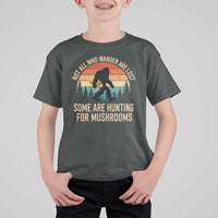 Bigfoot Mushroom Lovers T Shirt For Kid Retro Sasquatch Fungi Morel Mushroom