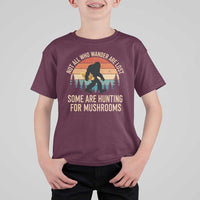 Bigfoot Mushroom Lovers T Shirt For Kid Retro Sasquatch Fungi Morel Mushroom