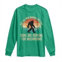 Bigfoot Mushroom Lovers Long Sleeve Shirt Retro Sasquatch Fungi Morel Mushroom