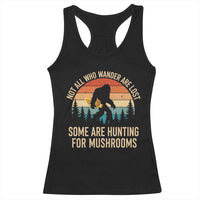 Bigfoot Mushroom Lovers Racerback Tank Top Retro Sasquatch Fungi Morel Mushroom