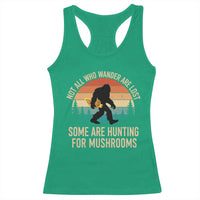 Bigfoot Mushroom Lovers Racerback Tank Top Retro Sasquatch Fungi Morel Mushroom