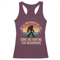 Bigfoot Mushroom Lovers Racerback Tank Top Retro Sasquatch Fungi Morel Mushroom