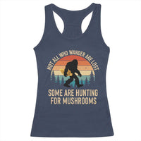 Bigfoot Mushroom Lovers Racerback Tank Top Retro Sasquatch Fungi Morel Mushroom
