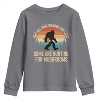 Bigfoot Mushroom Lovers Youth Sweatshirt Retro Sasquatch Fungi Morel Mushroom